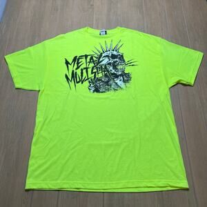 Y2K Metal Mulisha men's T-shirt Sz 2XL neon green skull graphic